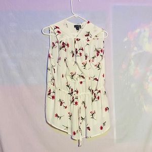White blouse with pink flowers